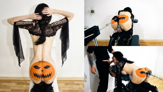 Slutty Halloween Vid: Ass Fucked & Cum Drenched by My Fuck Machine +Throat Pie BJ! post thumbnail image